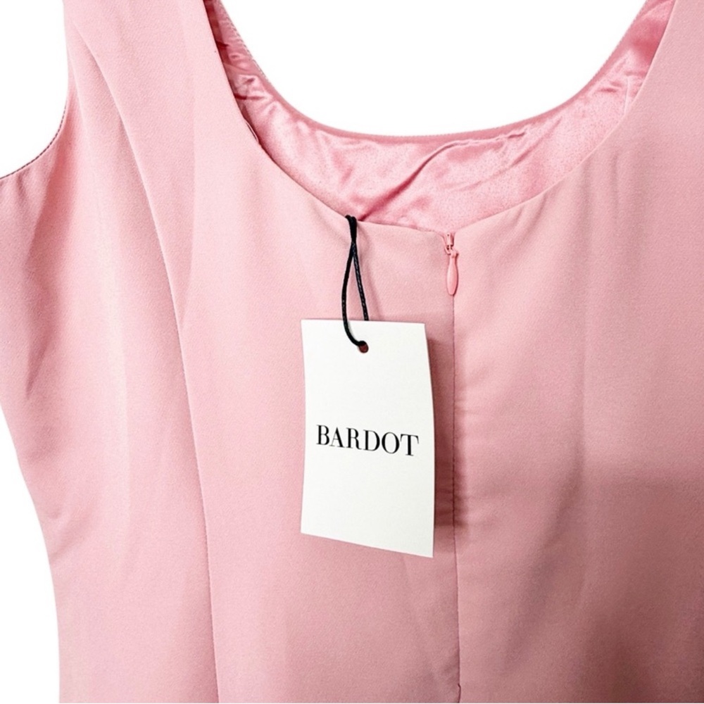 NWT BARDOT | Esther Frill Sleeveless High-Low Ruffle Dress in Peachy Pink Sz. 8 - Picture 4 of 6